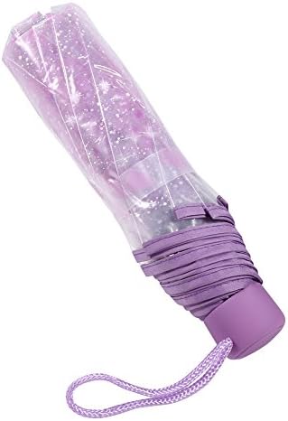 Tiiyee Clear Folding Purple Cherry Blossom Umbrella for Women Girls Kids