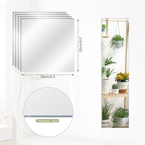 Quacc 4PCS 8x8 Inch Frameless Acrylic Mirrors