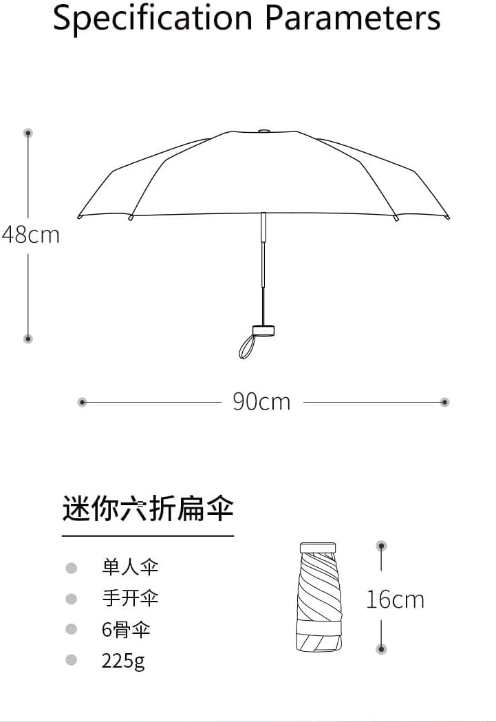 Mini Travel Sun Umbrella for Purse - UV Protection Lightweight Windproof
