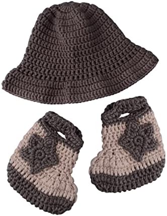 ISOCUTE Newborn Baby Cowboy Hat Boots Set