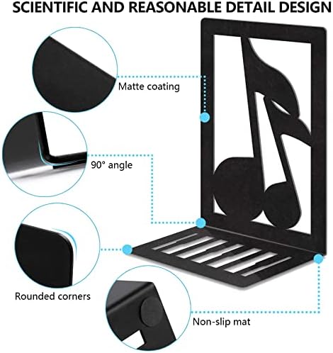 JINIHFW Non-Skid Musical Note Bookends for Heavy Books