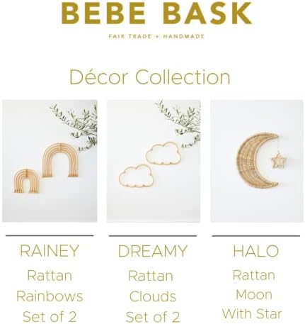 Handmade Rattan Moon Wall Decor with Stars
