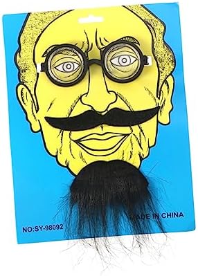 Three Piece Halloween Costume Fake Eyeglasses Beard Goatee Props