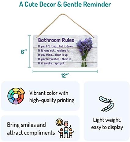 Fun-Plus Lavender Purple Bathroom Rule Sign Decor 1