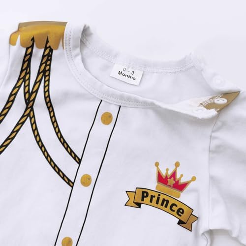 Xuomuen Baby Prince Costume Jumpsuit with Gold Crown