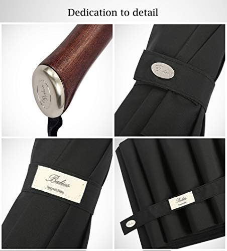 Balios Travel Umbrella Golden Hardwood Handle Auto Open Close 1
