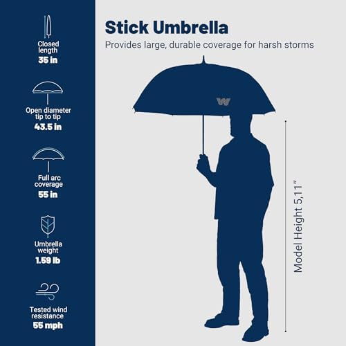 Weatherman Windproof Stick Umbrella 55 MPH Resists