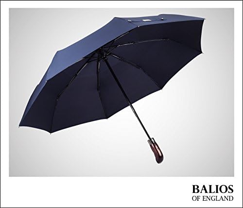 Balios Travel Folding Umbrella with Real Wood Handle