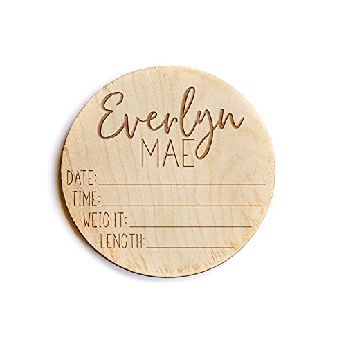 Glimmer Designs Newborn Announcement Sign - 4 Inch Wood Circle