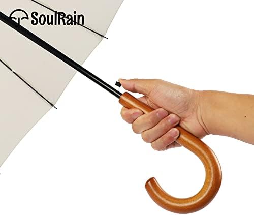 SoulRain 48 Auto Open Stick Umbrella with Classic Wood Handle