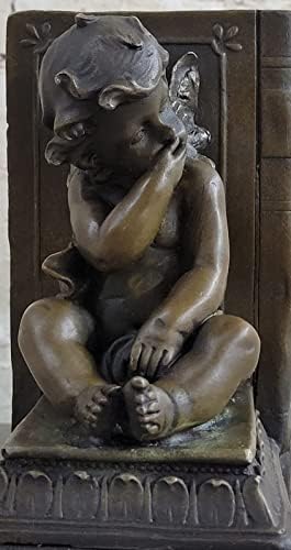 European Bronze Angel Bookend Figurine Handmade Art