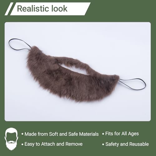 Cosela Fake Brown Beard Mens Mustache Costume Facial Hair Accessory