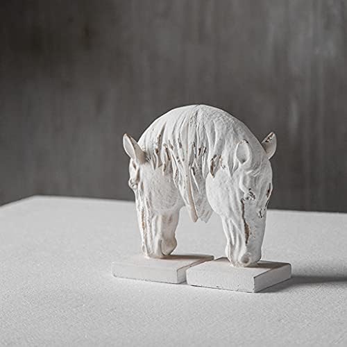 Creative Resin Bookend with Horse Sculpture Retro Design White 81x41x96 Inch