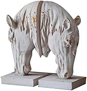 Creative Resin Bookend with Horse Sculpture Retro Design White 81x41x96 Inch