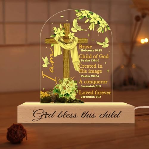 Godchild 3D Illusion Acrylic Lamp - Baptism Gift for Baby Boy Girl