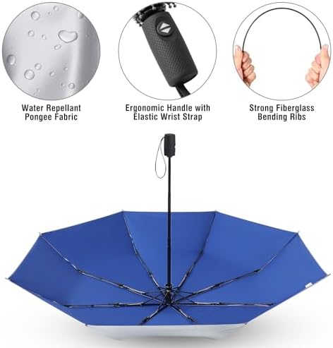 G4Free UPF 50 Windproof Travel Umbrella 42 Inch Auto Open Close