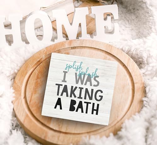 SRADMO Splish Splash Bathroom Wood Box Sign Decor