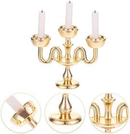 Toyvian 3pcs Miniature Candlestick Holders for Victorian Dollhouse