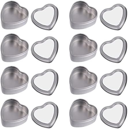 8 Pack Heart Shaped Metal Tins Box With Lids