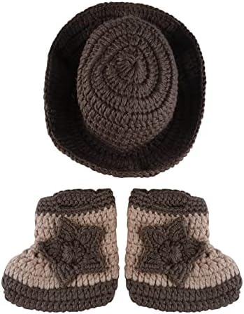 ISOCUTE Newborn Baby Cowboy Hat Boots Set