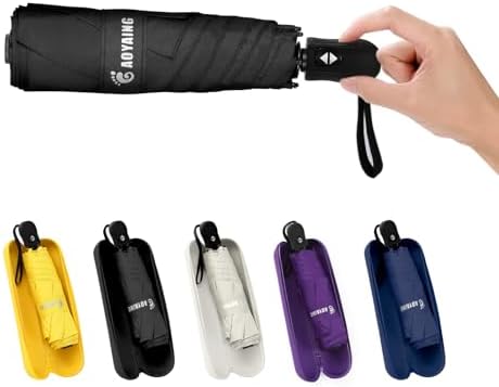 GAOYAING Compact Automatic Travel Umbrella with UV Protection Case 1