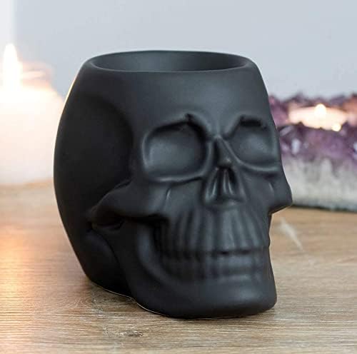 Ebros Gift Matte Black Skull Candle Warmer