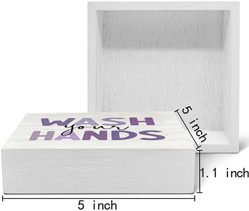 SRADMO Kids Wash Hands Wooden Box Sign