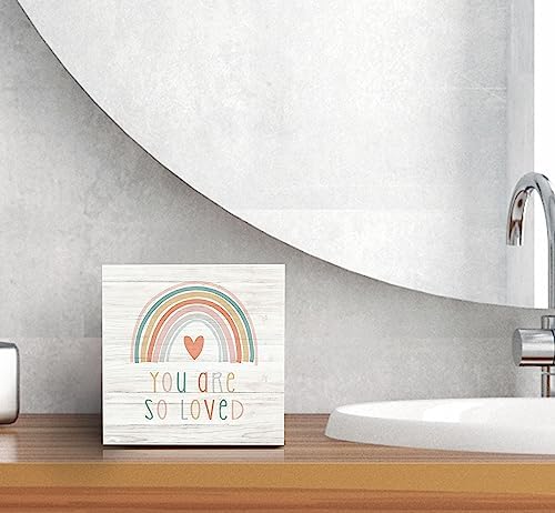 SRADMO Rainbow Heart Wooden Box Sign Desk Decor