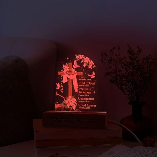 Godchild 3D Illusion Acrylic Lamp - Baptism Gift for Baby Boy Girl