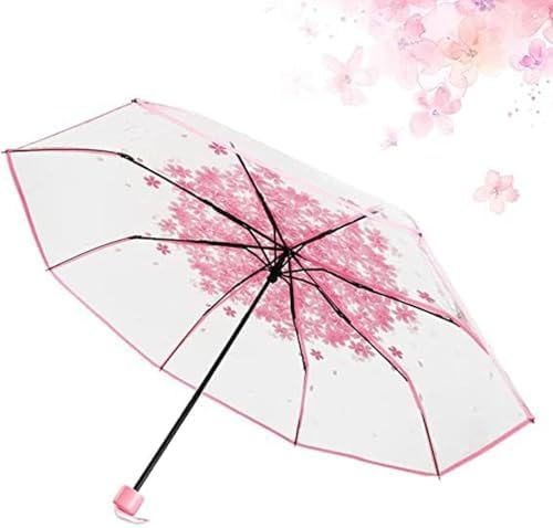 JOBEDE Three Fold Transparent Sakura Umbrella