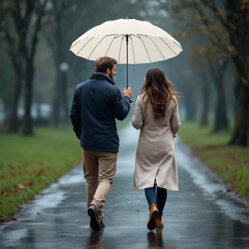 SoulRain 48 Auto Open Stick Umbrella with Classic Wood Handle