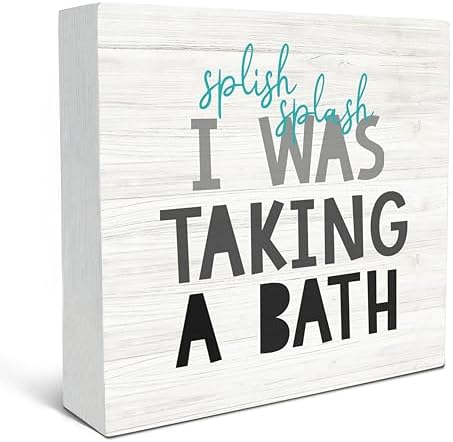 SRADMO Splish Splash Bathroom Wood Box Sign Decor