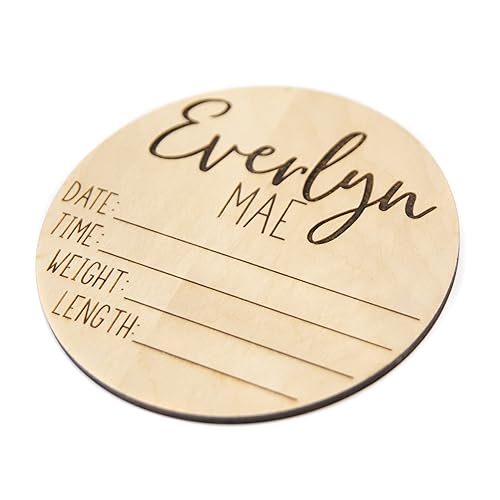 Personalized Wooden Baby Birth Announcement Sign - 4 5 6 Diameter