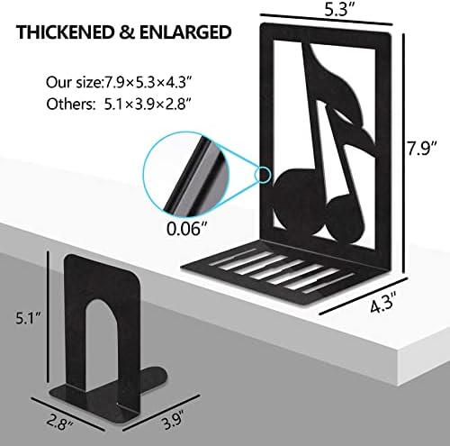 JINIHFW Non-Skid Musical Note Bookends for Heavy Books
