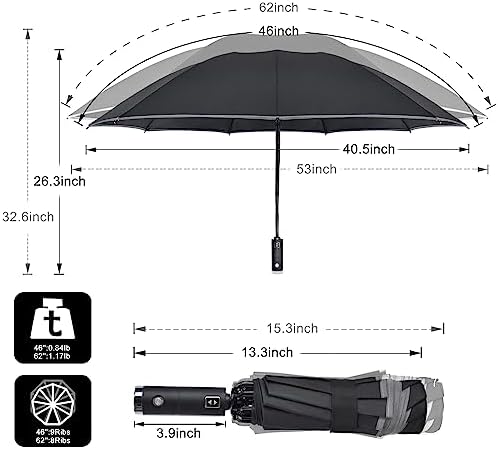 Lejorain Inverted Folding LED Umbrella - Auto Open Close