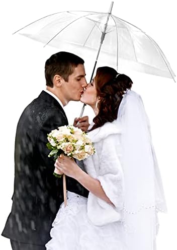 Saintrygo 20 Pack Clear Wedding Umbrellas with J Hook Handle 1