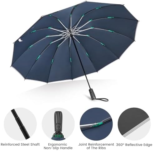 G4Free 54 Inch Double Layer Inverted Umbrella with Reflective Strips