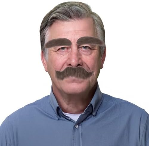 Cosela Fake Mustache and Eyebrows Set Self Adhesive Cosplay Halloween