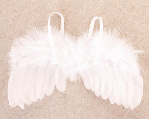 Nishine 2 Pack White Newborn Fuzzy Feather Angel Wings and Headband Set