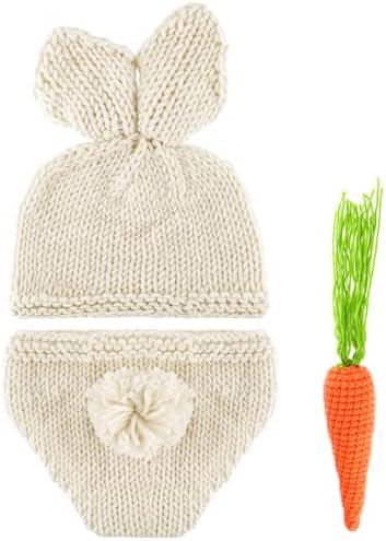 FEPITO Baby Bunny Costume Crochet Knit Newborn Photography Prop