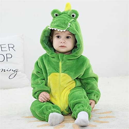 Unisex Baby Flannel Romper with 3D Hood and Cartoon Design
