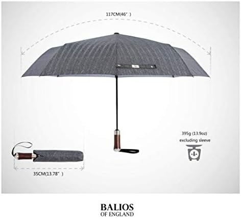 Balios Travel Umbrella Golden Hardwood Handle Auto Open Close