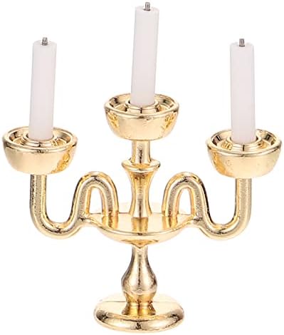 Toyvian 3pcs Miniature Candlestick Holders for Victorian Dollhouse