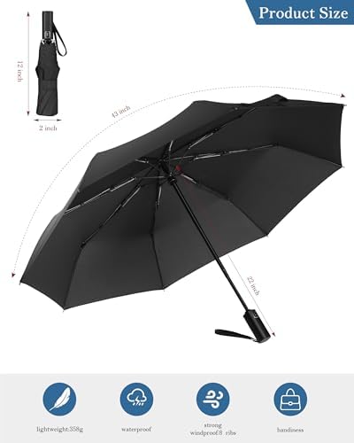 POKIXY Automatic Travel Umbrella - Compact Windproof UV Protection
