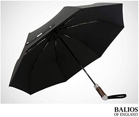 Balios Travel Umbrella Golden Hardwood Handle Auto Open Close 1