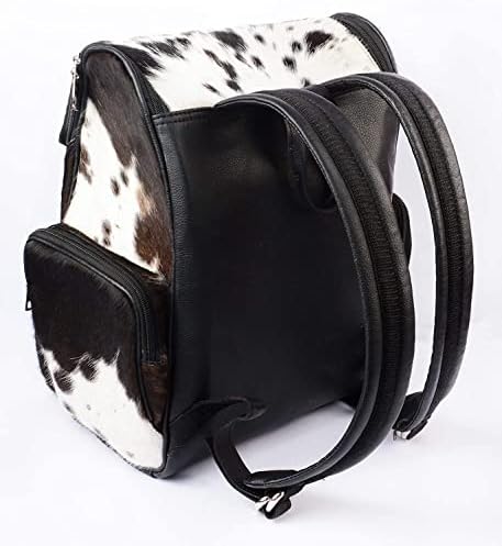 LP-FACON Cowhide Cow Skin Print Western Diaper Backpack Black