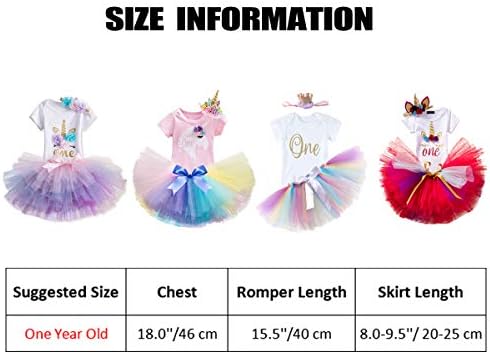 NEWEPIE Rainbow Unicorn Baby Birthday Costume 3pcs Set