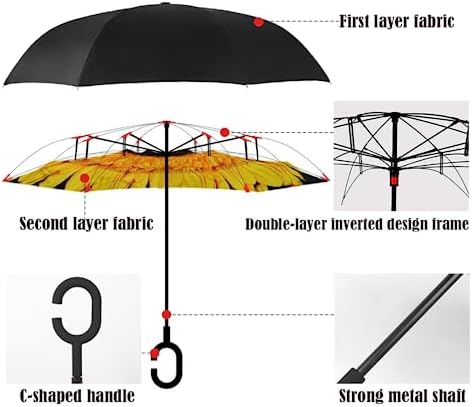 Inverted Reverse Umbrella with C-shaped Handle for Rain