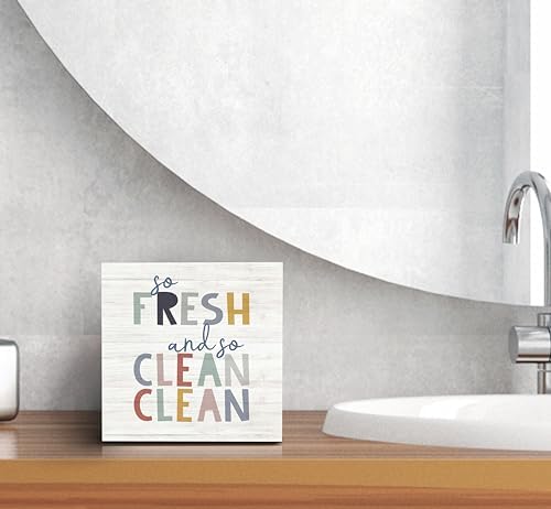SRADMO Kids Bathroom Quote Wood Box Sign Decor