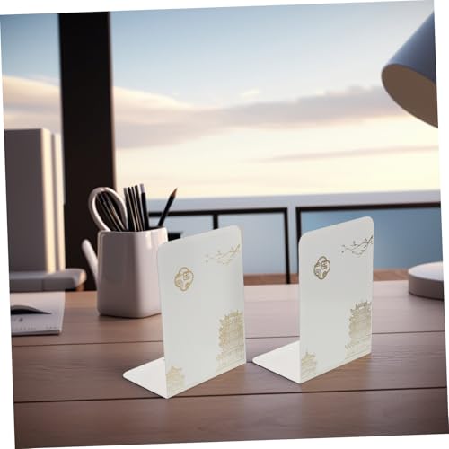 SHOWERORO 2pcs Metal Bookends for Heavy Books and Desk Organization
